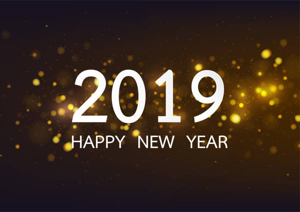 istock Happy new year 2019 with gold bokeh stype background. Vector illustration 992709162