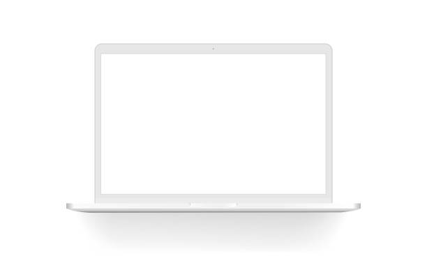 mock-up isolierten weißen laptop - laptop stock-grafiken, -clipart, -cartoons und -symbole