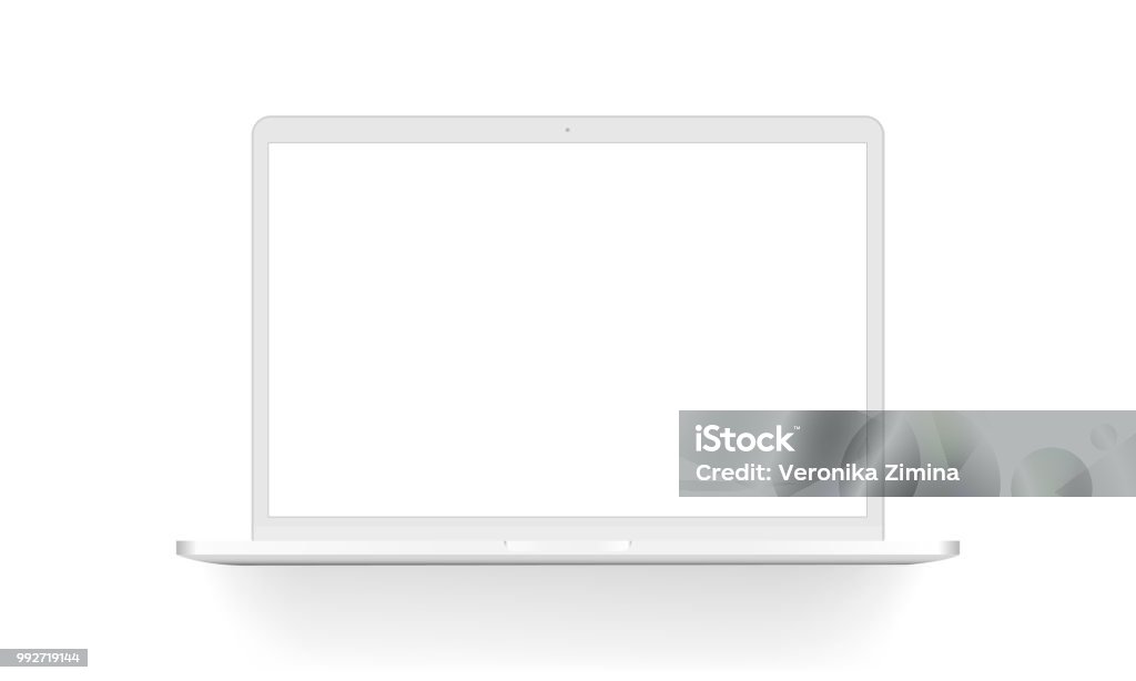 白いラップトップ分離のモックアップ - ノートパソコンのロイヤリティフリーベクトルアート