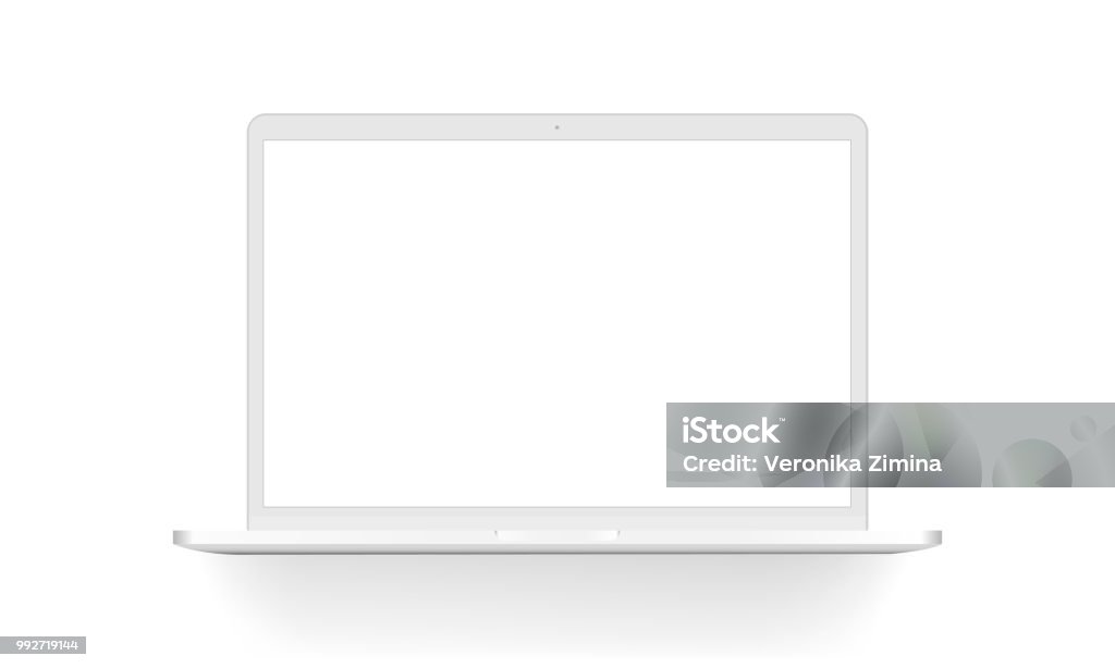White laptop mock up isolated White laptop mock up - front view. Vector illustration Laptop stock vector