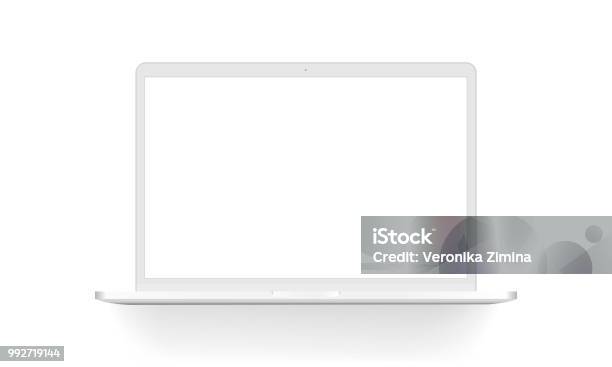 White Laptop Mock Up Isolated Stock Illustration - Download Image Now - Laptop, White Color, Template