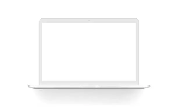 Vector illustration of White laptop mock up isolated