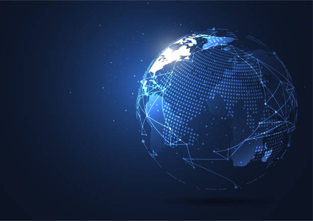 istock Global network connection. World map point and line composition concept of global business. Vector Illustration 992719444