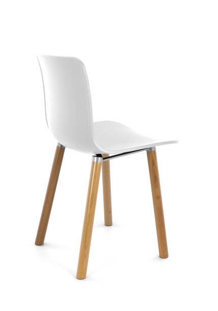 istock White Plastic Modern Chair with Wood Legs on White Background 992736224