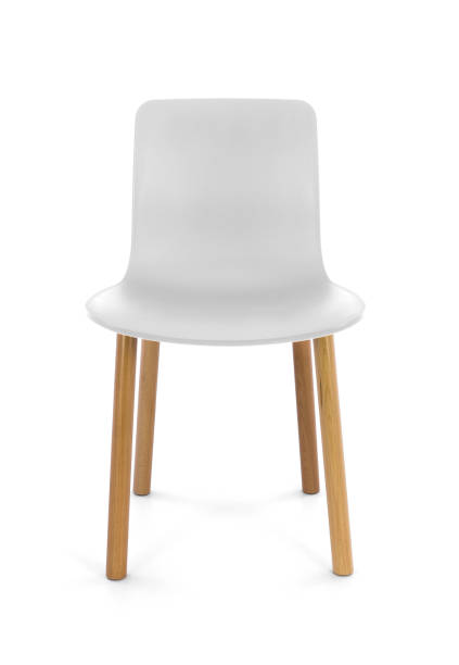 istock White Plastic Modern Chair with Wood Legs on White Background 992736242