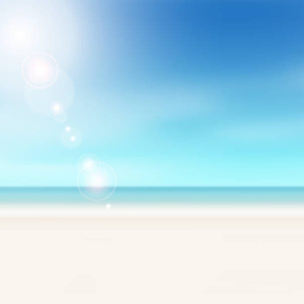 illustrations, cliparts, dessins animés et icônes de été ciel fond dégradé - concept de voyage avec scène de plage - clear sky flash