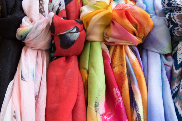 Colorful scarves in a street market