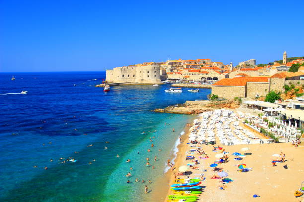 Dubrovnik with famous beach Banje, Croatia