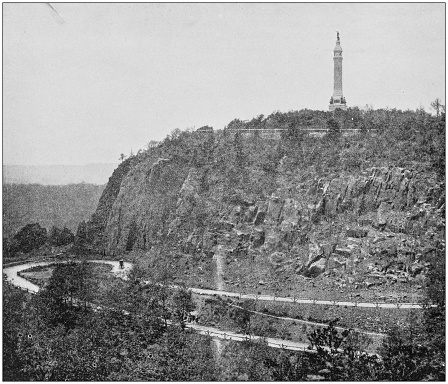 Antique photograph of America's famous landscapes: Soldier's monument, East Rock, New Haven, Connecticut