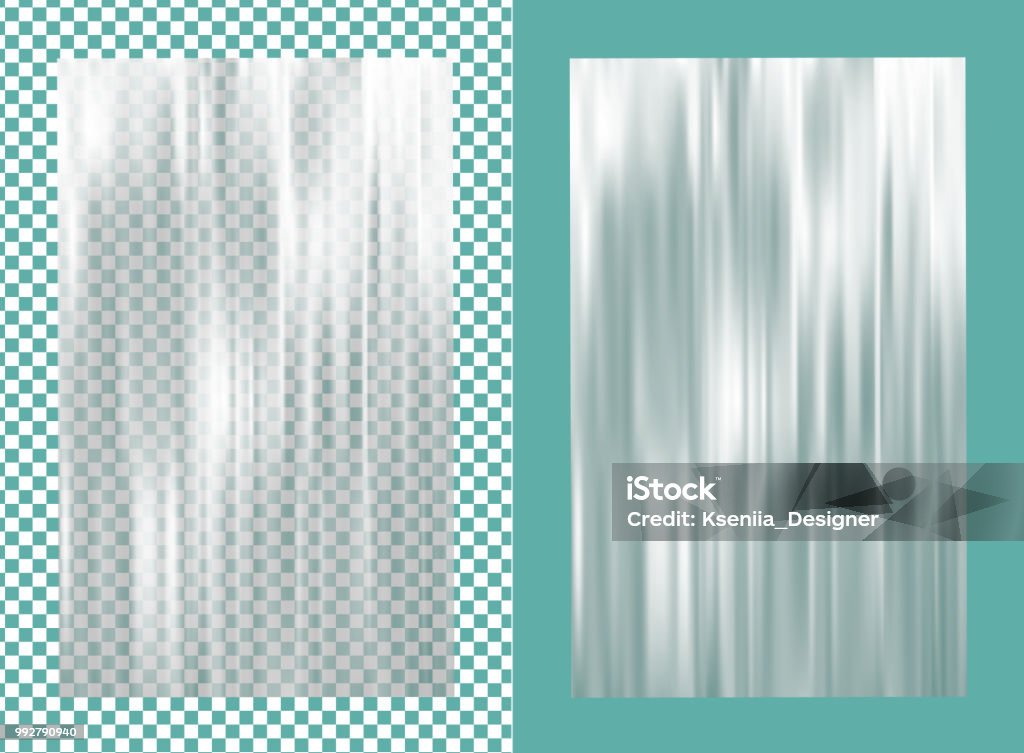 Realistic Transparent Vector Plastic Wrapper On Green Background Stock ...