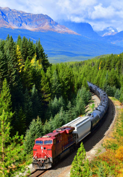 istock Train passing at Bow Valley in Banff National Park,Canada. 992795576