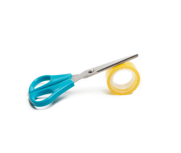 istock Blue Scissors And Tape Isolated On White Background 992798680