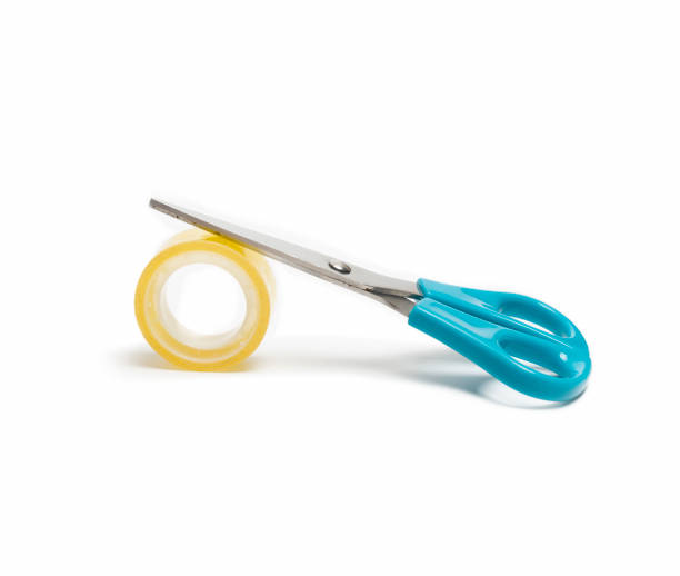 istock Blue Scissors And Tape Isolated On White Background 992798718