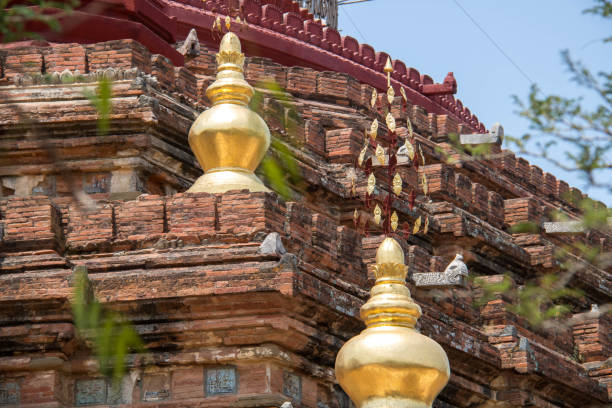 Myanmar: Dhammayazika Pagoda Golden vases decorate the various terraces of the Dhammayazika Pagoda (Dhamma Ya Zi Ka Pagoda) in Bagan. dhammayazika pagoda stock pictures, royalty-free photos & images