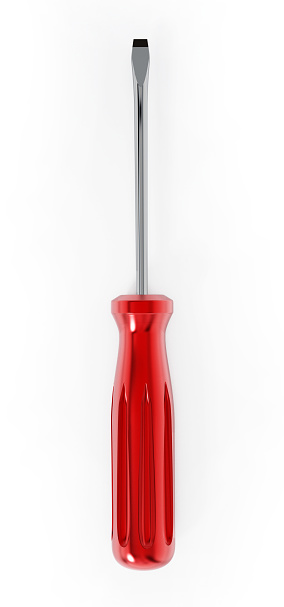 Red screwdriver isolated on white.