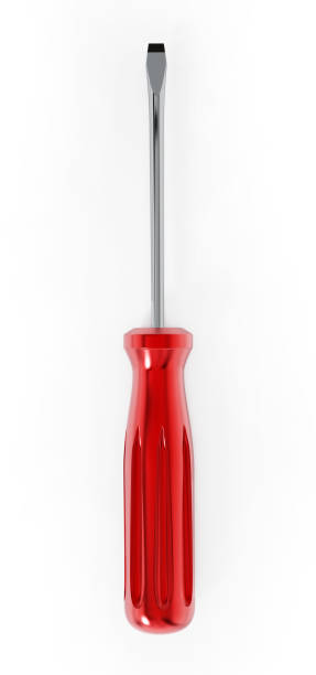 chave de fenda vermelho isolado no branco - screwdriver - fotografias e filmes do acervo