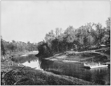 Antique photograph of America's famous landscapes: Ferry across Red River of the North, Fargo, North Dakota