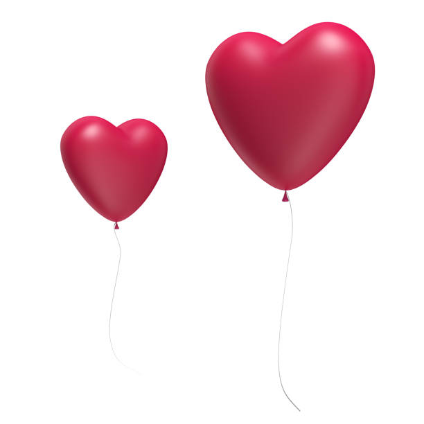 istock Two Big Red Heart Balloons isolated on white. 3D rendering 992824696