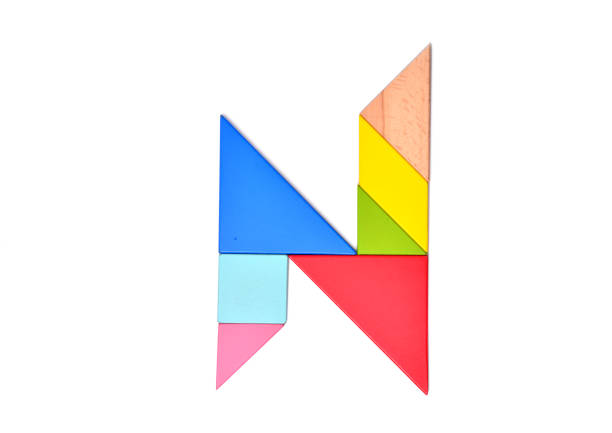 Uppercase letter N Color alphabet in white background