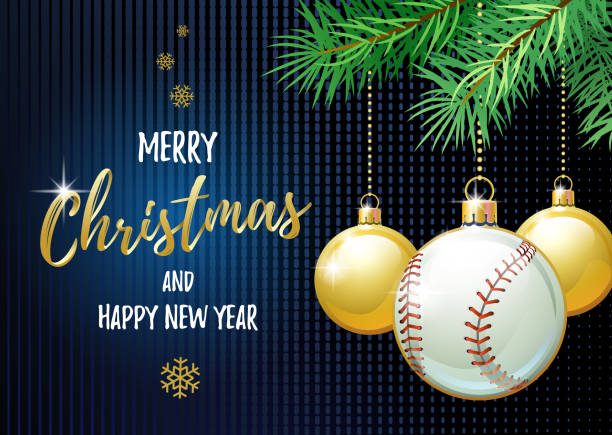 ilustrações de stock, clip art, desenhos animados e ícones de merry christmas and happy new year. sports greeting card. baseball. - new years party time