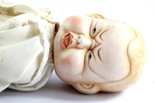 Vintage Antique Doll on White Background