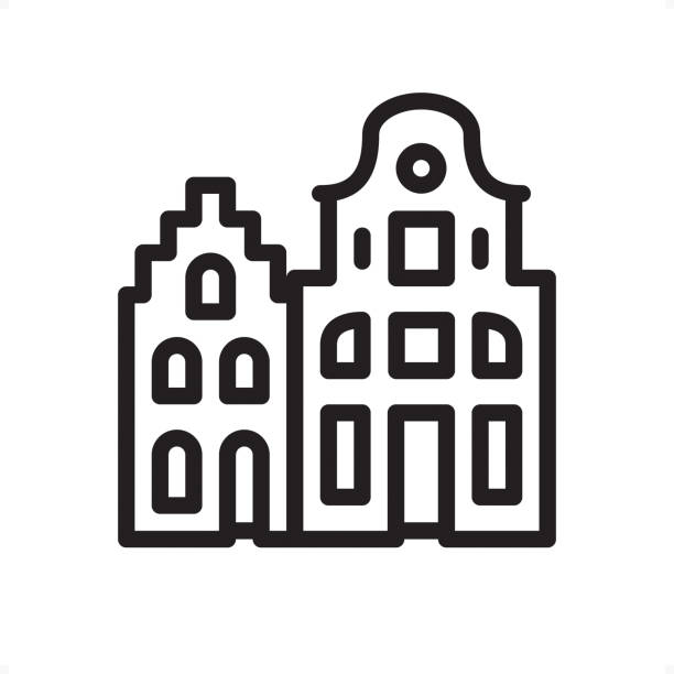 Dutch Renaissance Building - Outline Icon - Pixel Perfect Amsterdam Renaissance Building — Professional outline black and white vector icon.
Pixel Perfect Principle - icon designed in 64x64 pixel grid, outline stroke 2px.

Complete Outline BW board — https://www.istockphoto.com/collaboration/boards/74OULCFeYkmRh_V_l8wKCg dutch baroque architecture stock illustrations