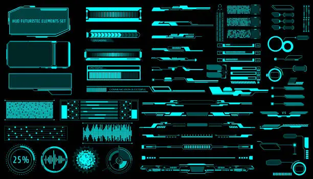 Vector illustration of HUD Virtual Futuristic Elements Set Vector.