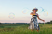 Soap bubbles in rainbow colors