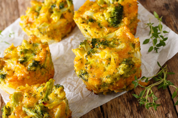 istock Snack Broccoli muffins with cheese and thyme close-up. horizontal 992925128