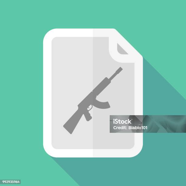 Gun Sign File Long Shadow Document With A Machine Gun Sign Stock Illustration ...