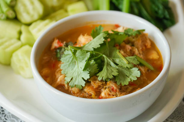 istock thai traditional healthy delicious grilled fish chili paste with side boiled vegetables 992946274