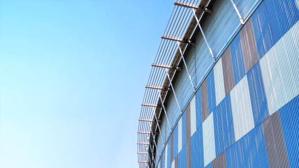 istock Modern Building Exterior with White and Blue Planks 992946818
