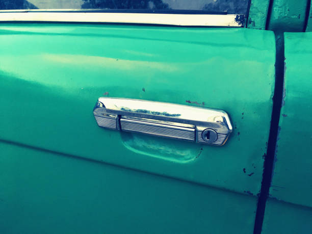Vintage green car in Cuba