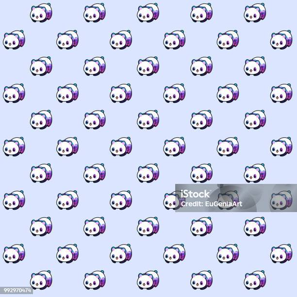 Blue Panda Pattern Panda Pattern Stock Illustration - Download Image Now - Animal, Bear ...
