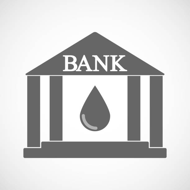 ilustrações, clipart, desenhos animados e ícones de ícone de banco isolado com uma gota de sangue - blood bank