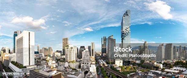 Bangkok Cityscape Business District Panorama View With Height Building In Afternoon Stock Photo - Download Image Now