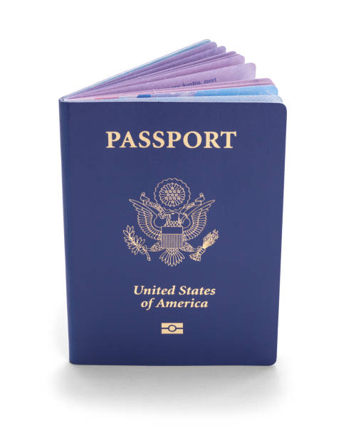 United States Passport Blue United States of America Passport Isolated on a White Background. blue us passport cover stock pictures, royalty-free photos & images