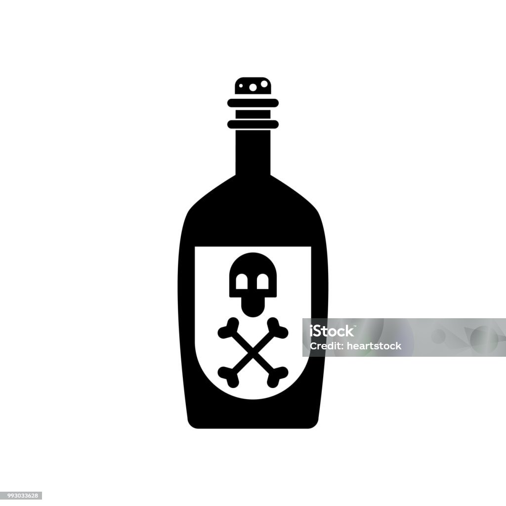 Poison bottle with a skull symbol icon vector icon. Simple element illustration. Poison bottle with a skull symbol symbol design. Can be used for web and mobile. Arsenic stock vector