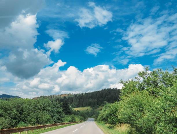the scenic drive in the mountains in summer
