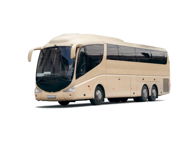 autobús de viaje beige - bus coach bus travel isolated fotografías e imágenes de stock