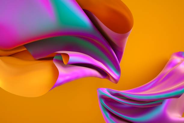 istock 3d render, iridescent holographic foil, folded cloth, abstract fashion background, multicolor textile, vivid colors 993071562