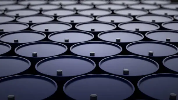 Photo of 3d illustration of barrels with oil