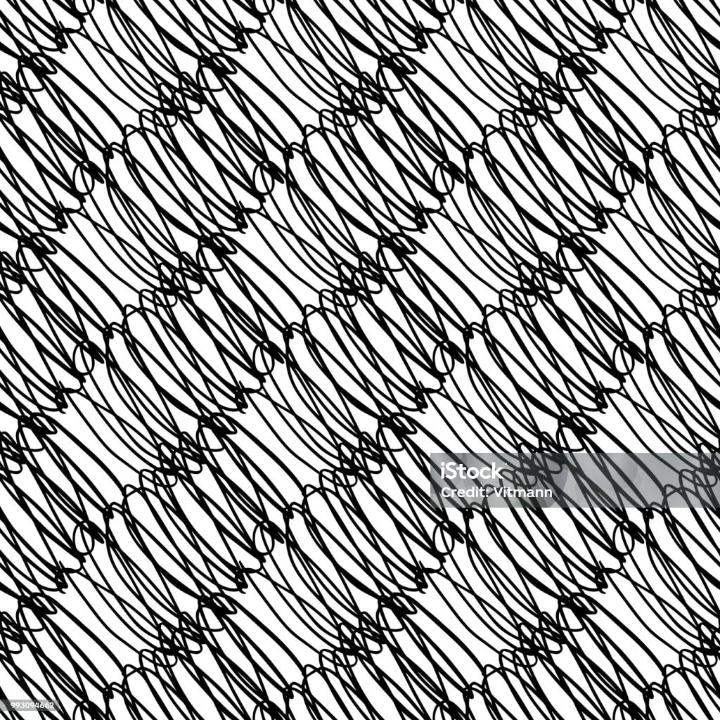 Cursive Texture Vector Seamless Pattern With Brush Diagonal Handwriting Black Color On ...