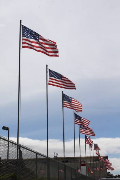 istock Row Of United State Flags 993099074