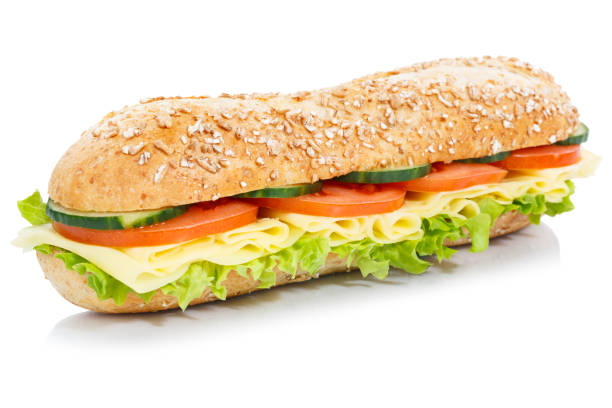 istock Baguette sub sandwich whole grain grains with cheese fresh isolated 993122136