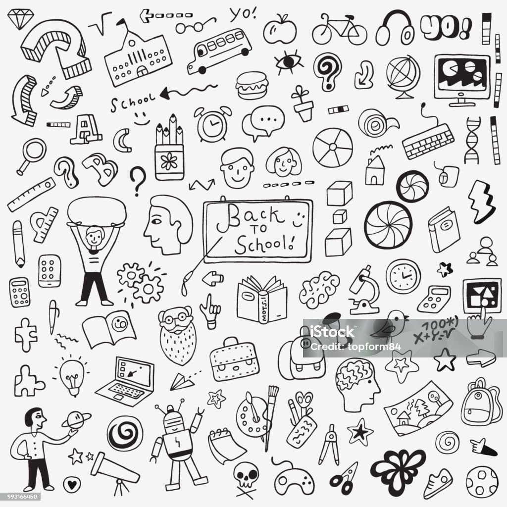 school education doodle set , pencil drawings education, illustration ,icon, sketch ,group of objects, vector Arrow Symbol stock vector