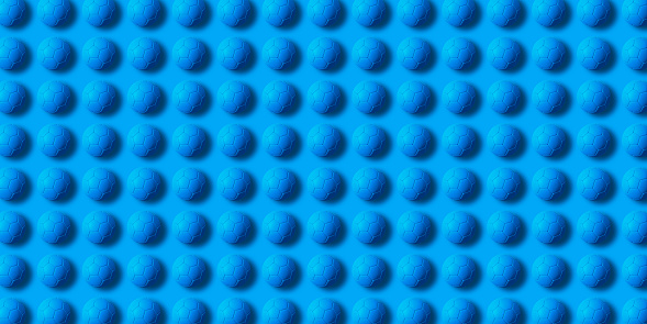 Blue soccer ball on blue background, 3D rendering.