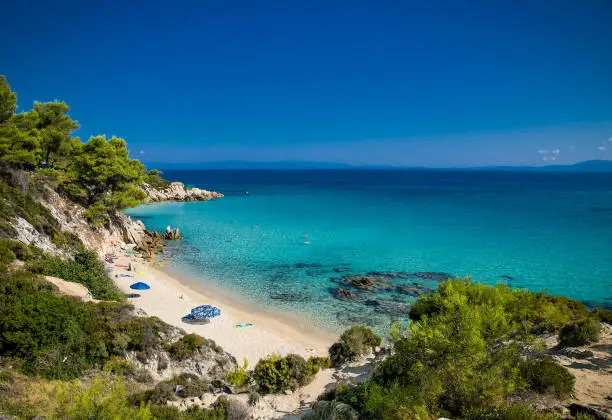 Photo of Beautiful  Mega Portokali beach on the east coast of Sithonia, Halkidiki, Greece.