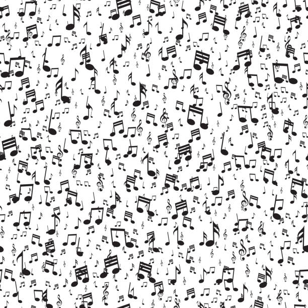 bezszwowy wzór z spadającymi nutami muzycznymi. wektor. - musical theater music musical note backgrounds stock illustrations