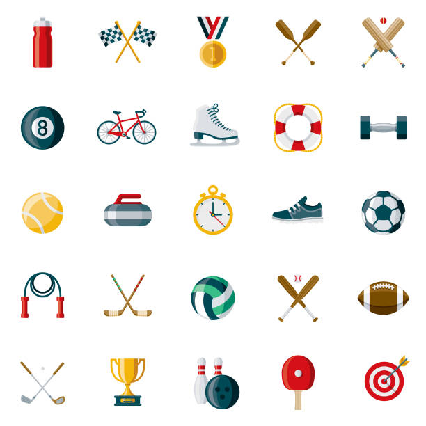 Sports Flat Design Icon Set vector art illustration